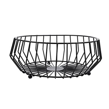 Imagem de Cesta de frutas de arame de metal para armazenamento de frutas Cestas de armazenamento redondas grandes para pão Tigela de frutas de pão de metal Titular de suporte de vegetais para lanches Moderno De