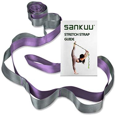 Imagem de (Purple) - SANKUU Yoga Strap, Multi-Loop Strap, 12 Loops Yoga Stretch Strap, Nonelastic Stretch Strap for Physical Therapy, Pilates, Dance and Gymnastics with Carry Bag