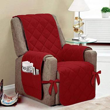 Imagem de Capa Protetor Para Sofá Poltrona Do Papai 1 Lugar Em Tecido Matelado Com Laço e Porta Objetos Vermelho