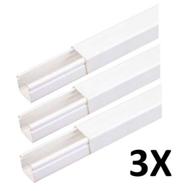 Imagem de Kit 3 Canaletas Cabos Fios Fita Dupla Face 2Mt Branco