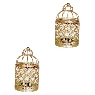 Imagem de LIFKOME 2 Unidades castiçal decoração de lanterna de vela castiçais de enfeite decorações decoração de mesa centros de mesa de velas lanterna de vela de ferro gaiola decorar