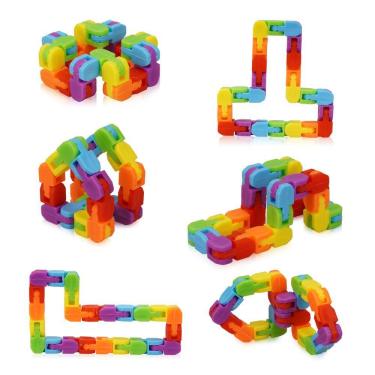 Imagem de Fidget Toy Ganowo Rainbow Wacky Tracks Snap Click Snake Cube