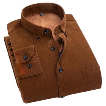 Imagem de Camisa de veludo cotelê de algodão manga longa inverno ajuste regular masculina casual quente lisa com bolsos camisas masculinas outono, G702 Quente, 3G