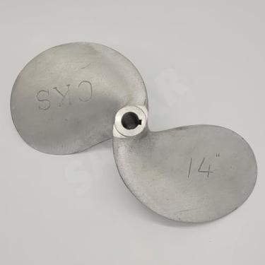 Imagem de SANAR Hélice de alumínio para barco de cauda longa com motor de lama - eixo cônico com chave (35,5 cm)