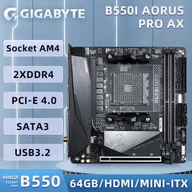 Imagem de Gigabyte-B550I AORUS PRO AX Placa-Mãe Gaming  AM4  AMD  B550  Mini-Itx  Dual M.2  WiFi  6  PCIe4.0