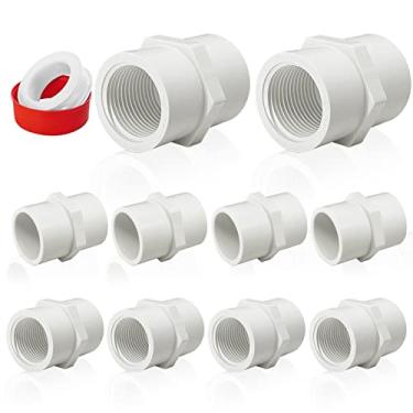 Imagem de 10 peças de acessórios para tubos de PVC branco, 1/2 NPT rosca fêmea conector adaptador de tubo de PVC, acoplamento de tubo roscado fêmea de PVC, soquete x NPT fêmea, Sch40