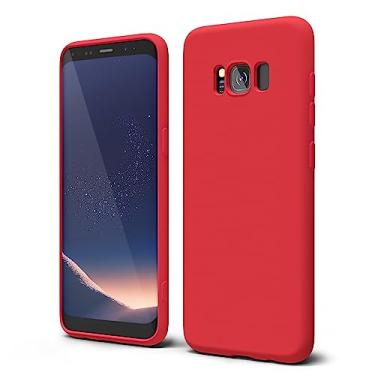 Imagem de oakxco Capa de telefone projetada para Samsung Galaxy S8 com aderência de silicone, capa de telefone de gel de borracha macia para mulheres e meninas bonitas, fina e flexível protetora TPU 5,8 polegadas, vermelha