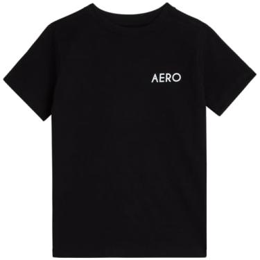 Imagem de AEROPOSTALE Camiseta para meninos - Camiseta infantil de algodão de manga curta - Camiseta clássica com gola redonda estampada para meninos (4-16), Preto, 10-12