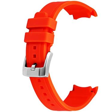 Imagem de YISIWERA Pulseira de relógio premium Crafter silicone com extremidades curvadas e borracha vermelha 20 mm pulseira de aço inoxidável escovado fivela para homens e mulheres