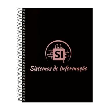 Imagem de Caderno Universitário Espiral 20 Matérias Profissões Sistemas de Informação (Preto e Rosê)