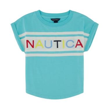 Imagem de Nautica Camiseta feminina de manga curta com logotipo gráfico, uso casual, macio e confortável, Brilho azul, 5