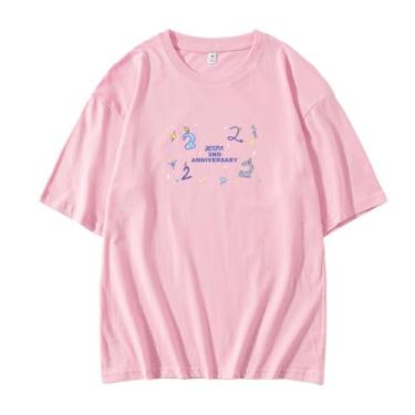 Imagem de Camiseta estampada Aespa 2th Anniversary Merchandise for Fans Star Style Shirt Winter Karina Ningning Giselle, rosa, G