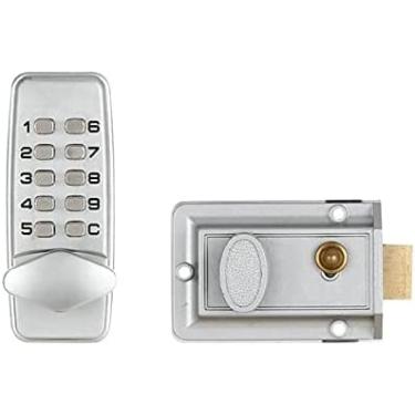Imagem de Fechadura inteligente à prova d'água Mecânica Fechadura de porta digital com botão de pressão Conjunto de fechadura de combinação de código sem chave Fechadura eletrônica inteligente Fechadu