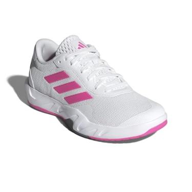 Imagem de adidas Tênis de treinamento feminino Amplimove, Branco/rosa lúcido/cinza, 34