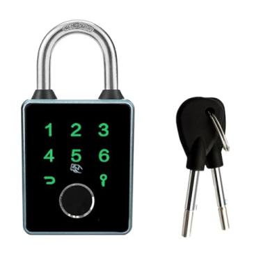 Imagem de Cadeado combinado, fechadura de armário de academia com impressão digital, aplicativo móvel, cadeado de impressão digital inteligente, resistente à água, adequado para academia, ao ar livre, armazém,