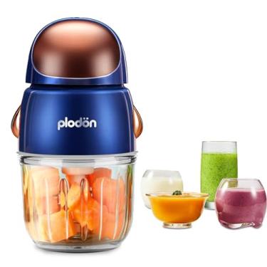 Imagem de Plodon Baby Food Maker Mini Cute e Pequeno Processador de Alimentos Purê Liquidificador Chopper 300ml Cup Glass Bowl com 6 Lâminas Elétricas (Spaceman-Azul)