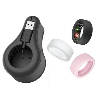 Imagem de [3+1] Pacote de capa de anel compatível com protetor de anel Oura, capa elástica de silicone, acessórios para dedos, para carregador Oura Ring Gen3 capa protetora de silicone com enrolador de cabo