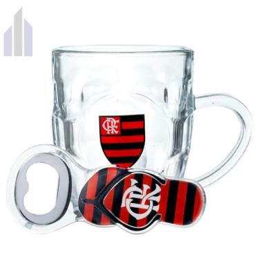 Imagem de Jg Abridor De Garrafas Com Caneca De Vidro 280ml - Flamengo