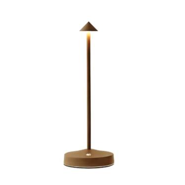 Imagem de Luminária de Mesa, Luminária Abajur, Abajur para Quarto, Luminária Sem fio, Luminária Portátil, Luminária Recarregável, Luminária para Escritório, Luminária para Restaurante. (Marrom)