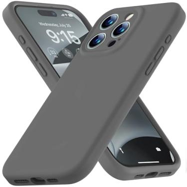 Imagem de Ktele Capa compatível com iPhone 15 Pro Max, capa de silicone líquido de grau AB atualizada, [proteção total da câmera] [forro macio antiarranhões] Capa protetora à prova de choque - cinza escuro