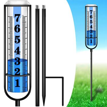 Imagem de Medidor de chuva ao ar livre, medidor de chuva ao ar livre, melhor classificado, medidor de chuva preciso para jardim, medidor de chuva de tubo espesso com estaca, altura ajustável e medidor de água