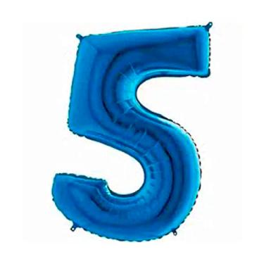 Imagem de Balão De Número Grande Azul Metalizado 40cm (5)
