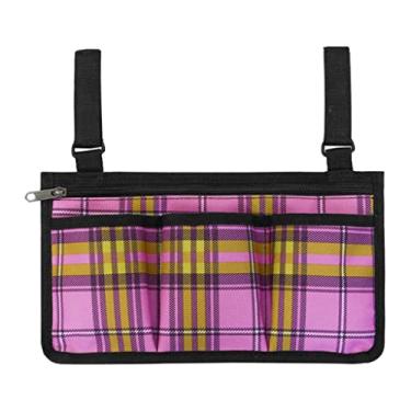 Imagem de Bolsa lateral para cadeira de rodas organizador de trilhos de cama bolsa de descanso de braço para idosos deficientes - rosa