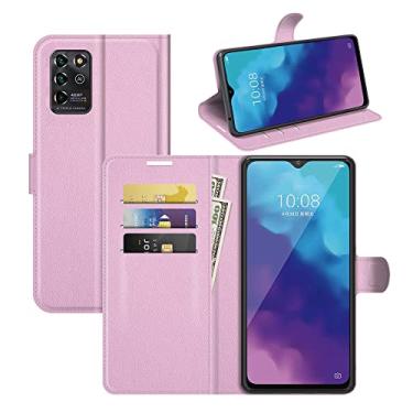 Imagem de Capa para ZTE Blade V30 Vita, capa ZTE V2022, couro PU com suporte para cartão de crédito, carteira fina com suporte, capa protetora para ZTE Blade V30 Vita/ZTE V2022 (rosa)