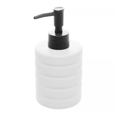 Imagem de Porta Sabonete Líquido de Cerâmica Granilite Gomos Branco 340ml 17963 - Wolff