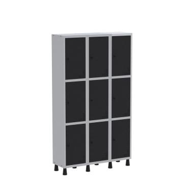 Imagem de Roupeiro Aço Light 3v 09 Portas Gr303/9 Cinza/Preto