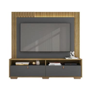 Imagem de Estante Home para TV 70" 2 Portas Caemmun Fox 2.0, Lamina Mel e Chumbo