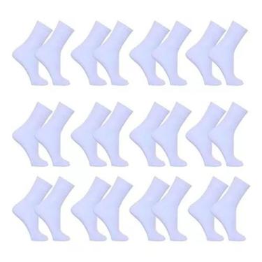 Imagem de Kit 12 Pares Meia Cano Alto Unissex Atacado Cores Barato BRANCO - SPOR