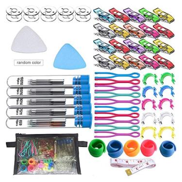 Imagem de Grampos de suporte de bobina Grampos de costura Suportes de linha de bobina Fita métrica com bolsa de armazenamento Suprimentos de costura para máquina de costura