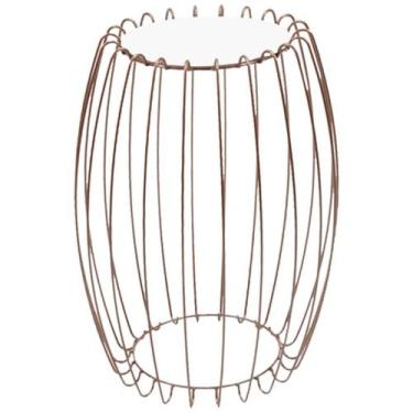 Imagem de Mesa Apoio Lateral 43 cm Tampo Vidro Branco Base Metal Cobre Nacc - Na