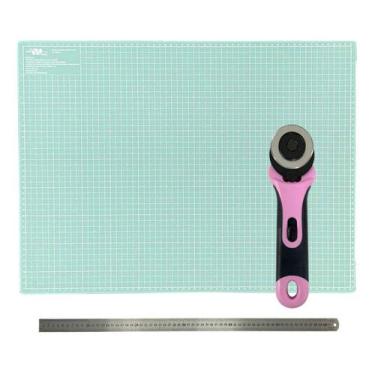 Imagem de Kit Base Placa De Corte A1 90x60cm Dupla Face Auto Regenerativa Régua 