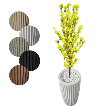 Imagem de Cerejeira Amarela Flor Artificial para Sala com Vaso Decoração - Flor 