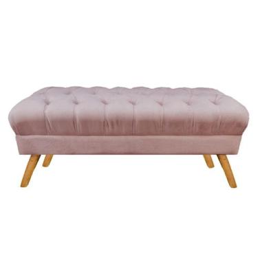 Imagem de Puff Decorativo Retrô Paris Capitonê 1 Metro Pé Palito Suede Rose - LM