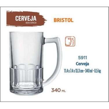Imagem de 24 Canecas De Vidro Bristol 340Ml - Chope Cerveja - Nadir Figueredo