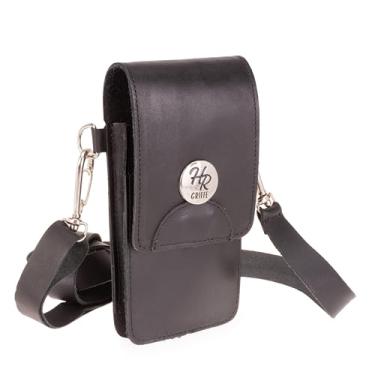 Imagem de Bolsa pequena Lateral Carteira Feminina Porta Celular Cartão 100% couro Legítimo C/fecho de imã (preto)