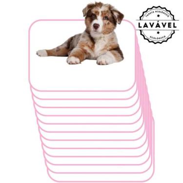 Imagem de Kit com 12 Tapetinhos Alta Absorção para Pets 70x50 Branco com borda R