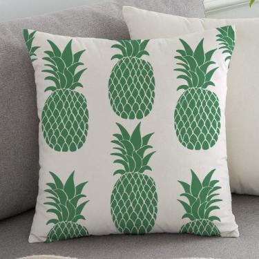 Imagem de Almofada Algodão Estampada Abacaxi 40x40cm Verde - FASTLAR