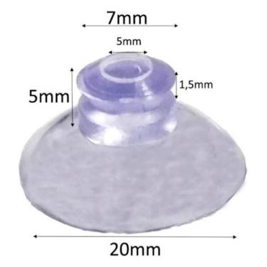 Imagem de Kit 20 Ventosas 20Mm (2Cm) Silicone Para Vidro Acrílico Pvc - H Plásti