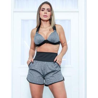 Imagem de Conjunto Feminino Esportivo em Dry Fit Top com Bojo e Short com Bolsos