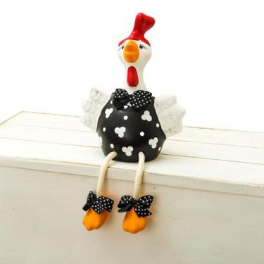 Imagem de Enfeite Cerâmica Galinha Crista Pés Balançando Decoração Casa - Maryla