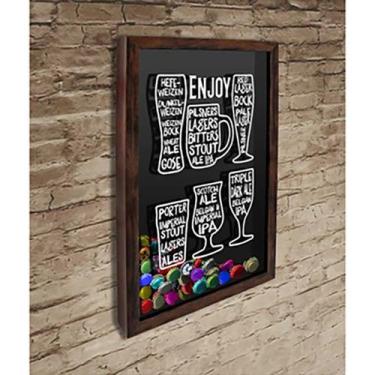 Imagem de Quadro Porta Tampinhas Drink Good Beer  - Quadro Novo, 30x40, Marrom