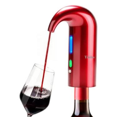 Imagem de Despejador elétrico portátil com um toque, dispensador de vinho com filtro automático multiinteligente, janela visível de raios vermelhos e recarregável por USB para casa, bar/viagem, vermelho