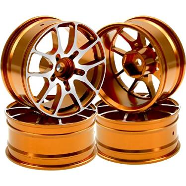 Imagem de HIRCQOO Aluminum Alloy 1/10 On-Road Racing Touring Drift Car Wheel Rims 12mm Hex Hub 26mm Width Compatible with Tamiya TT01 Kyosho RedCat Sakura D4 XIS HSP 1/10 RC Car (Glod)