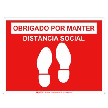Imagem de Adesivo De Chão De Vinil Obrigado Por Manter Distância Social Vermelho