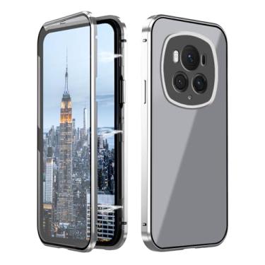 Imagem de Wousunly, Capa protetora dupla face de vidro espelhada, preta, Honor Magic 6 Pro, à prova de choque, com função antiespiar e proteção contra quedas