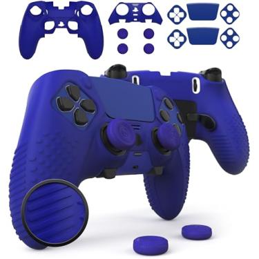 Imagem de Foamy Lizard Eclipse PS5 Edge Controller Skin Combo Set | Compatível com doca, decalques protetores, capa de silicone de gel macio antiderrapante, revestimento de placa frontal e punhos de polegar